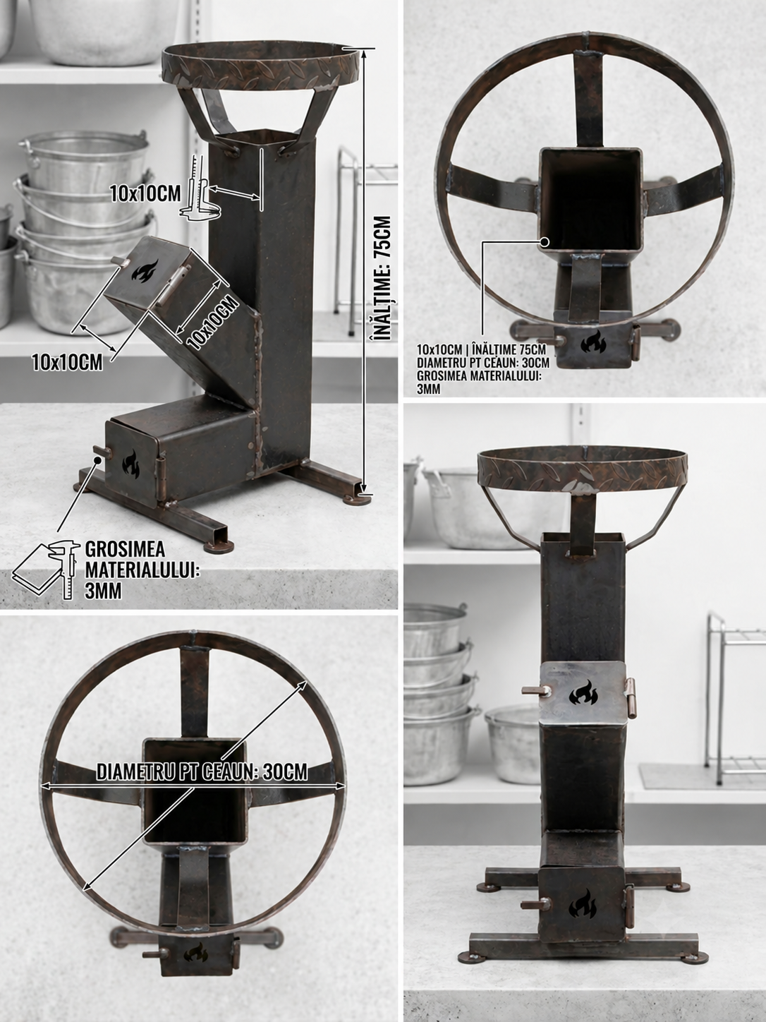 Sobă Tip Rachetă (Rocket Stove) 10x10CM