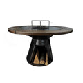 Gratar TIP CON cu Plita rotunda 850 mm, H 950 mm cu blat de lemn, grosime plita 10 mm