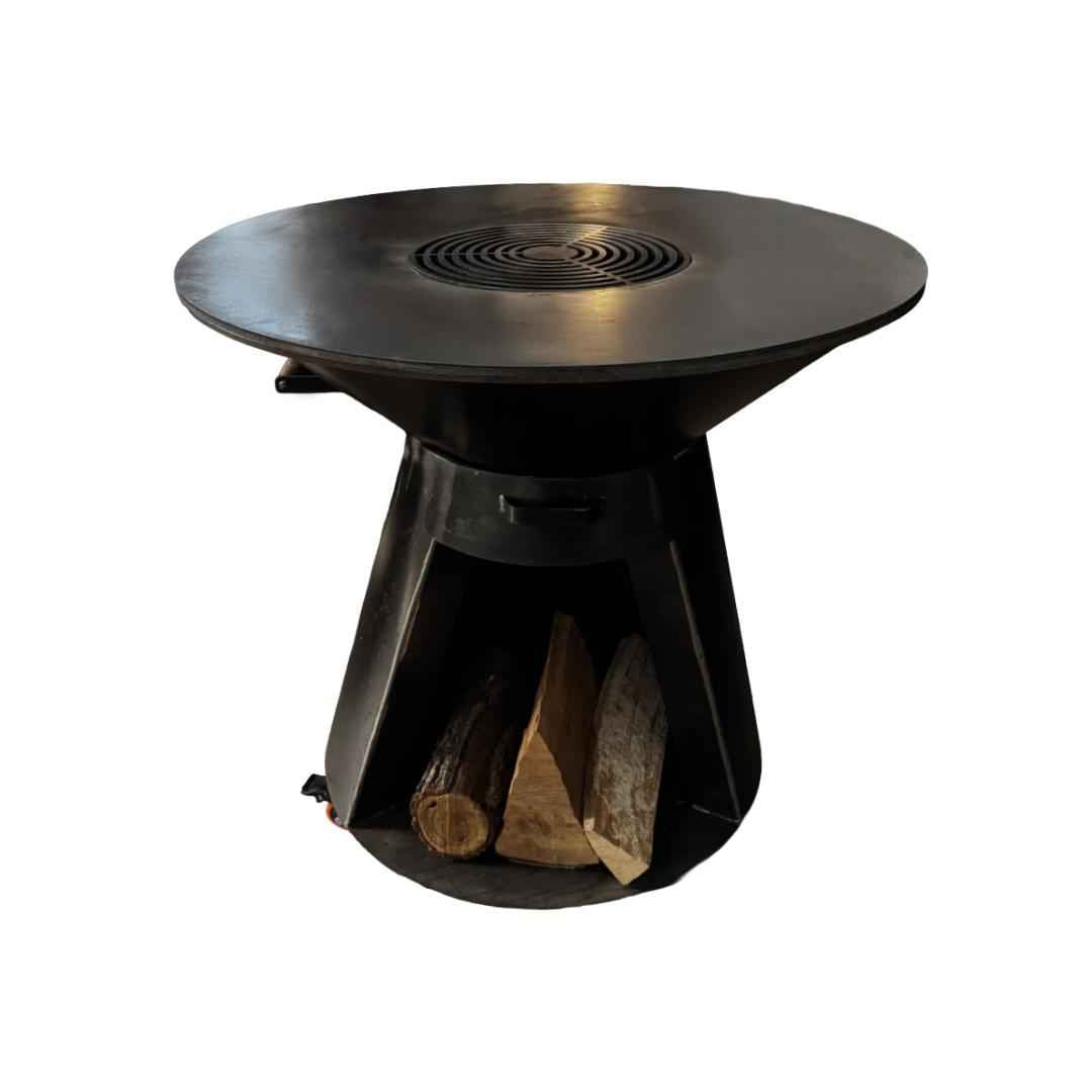 Gratar con cu plita rotunda 750 mm, H 900 mm, grosime plita 10 mm