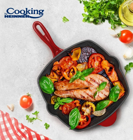 Tigaie Grill Fontă Emailată 26.5 cm Red Line Heinner